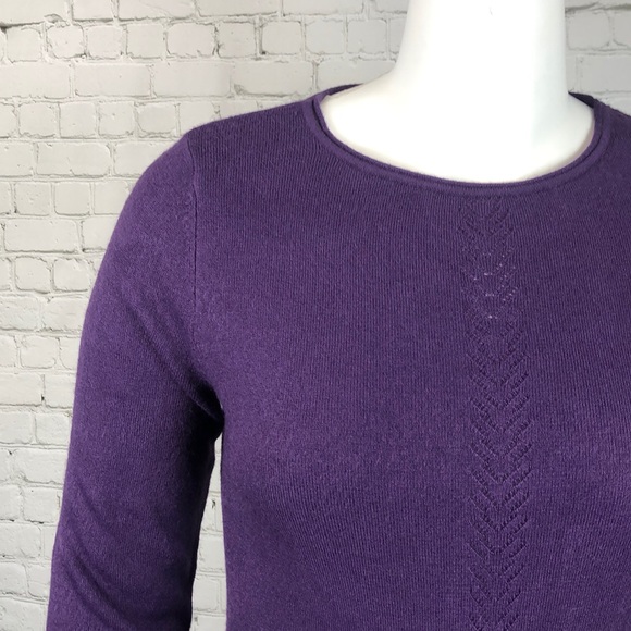 Deep Purple Crewneck 3/4 Sleeve Sweater Size Medium - Picture 5 of 5